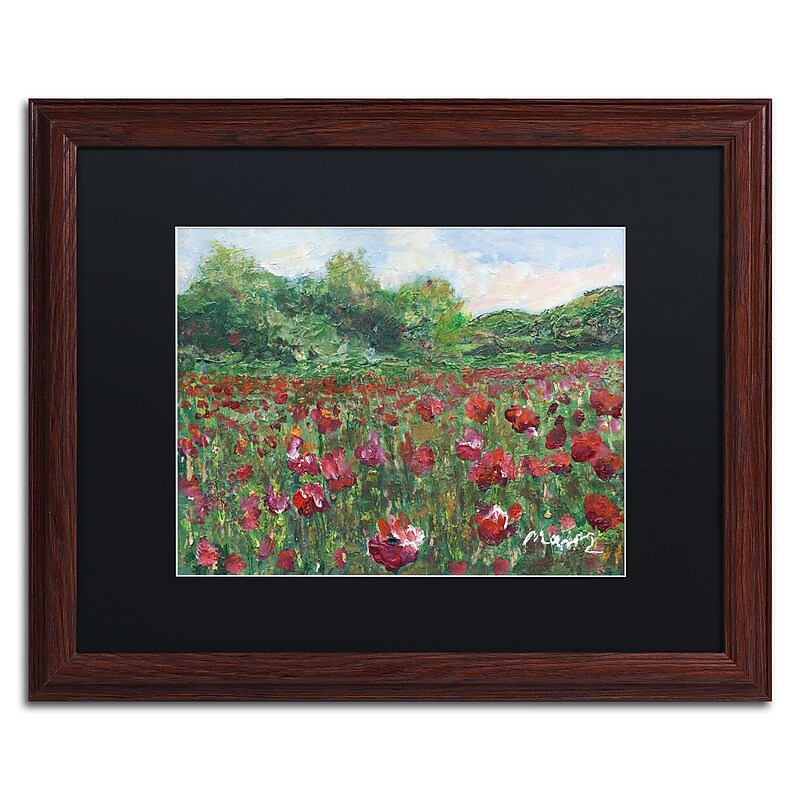 Trademark Fine Art ''Poppy Field Wood'' by Manor Shadian 16" x 20" Black Matted Wood Frame (MA0620-W1620BMF) image 1