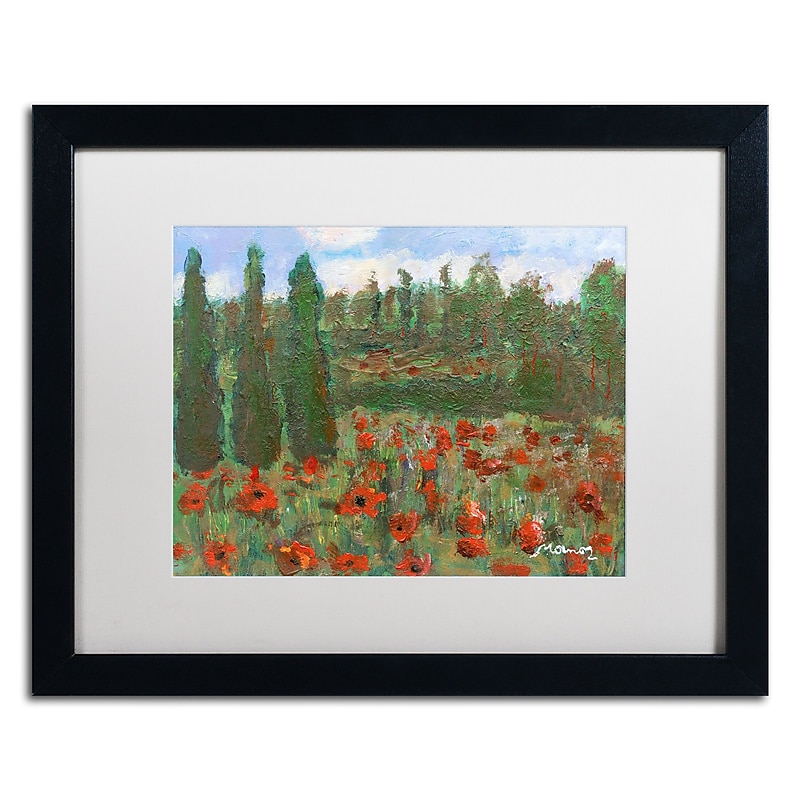 Trademark Fine Art ''Red Poppies in the Wood'' by Manor Shadian 16" x 20" White Matted Black Frame (MA0624-B1620MF) image 1