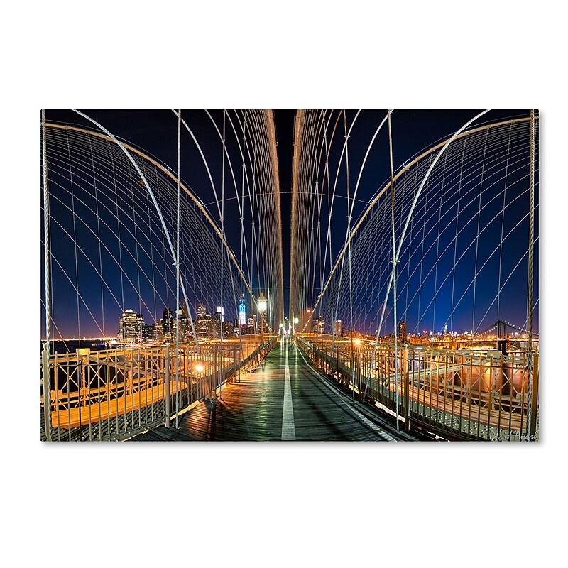 Trademark Fine Art ''Brooklyn Bridge Panorama'' by David Ayash 22" x 32" Canvas Art (MA0629-C2232GG) image 1