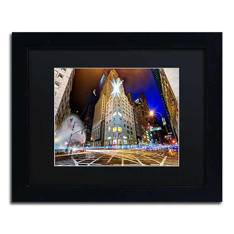 Trademark Fine Art ''Christmas in New York'' by David Ayash 11" x 14" Black Matted Black Frame (MA0630-B1114BMF) image 1