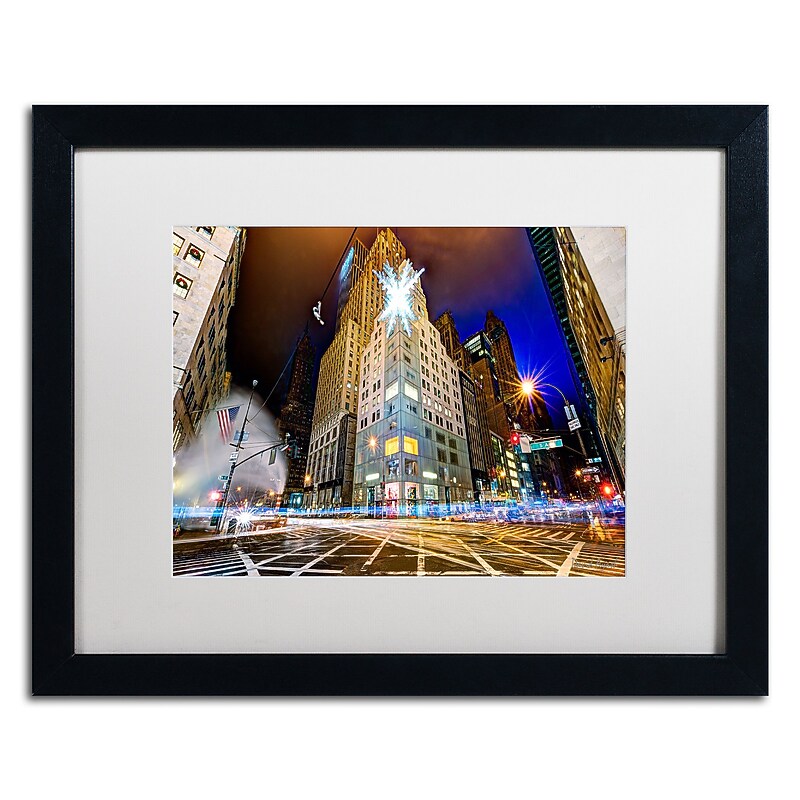 Trademark Fine Art ''Christmas in New York'' by David Ayash 16" x 20" White Matted Black Frame (MA0630-B1620MF) image 1
