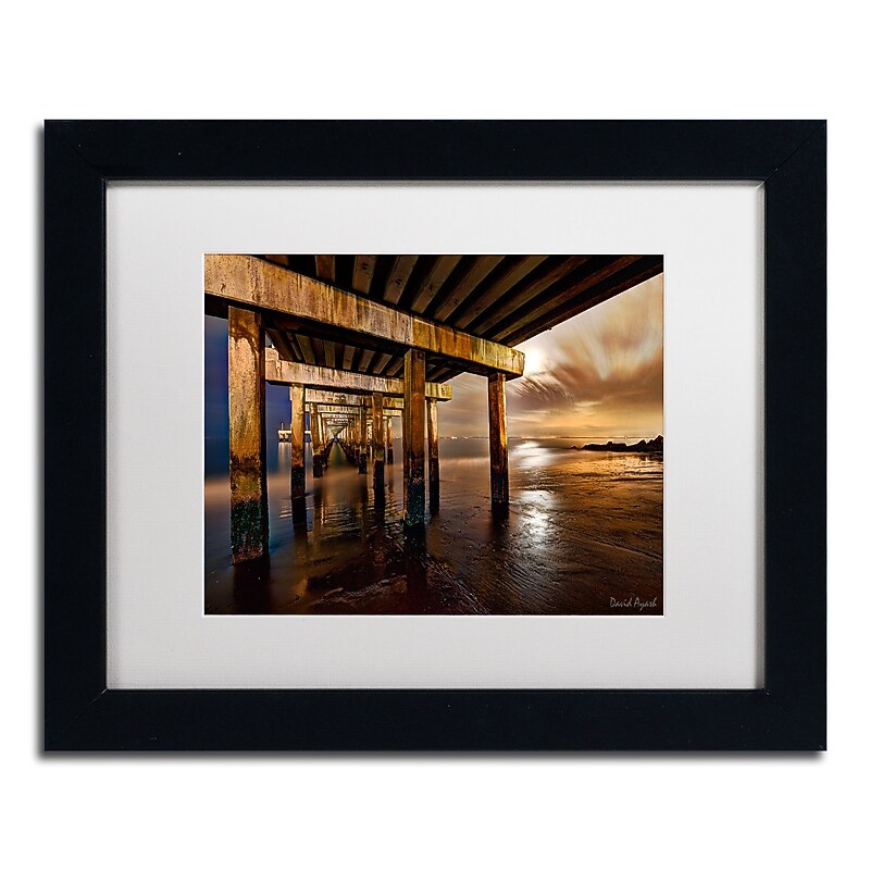 Trademark Fine Art ''Coney Island Pier by Moonlight'' by David Ayash 11" x 14" White Matted Black Frame (MA0631-B1114MF) image 1