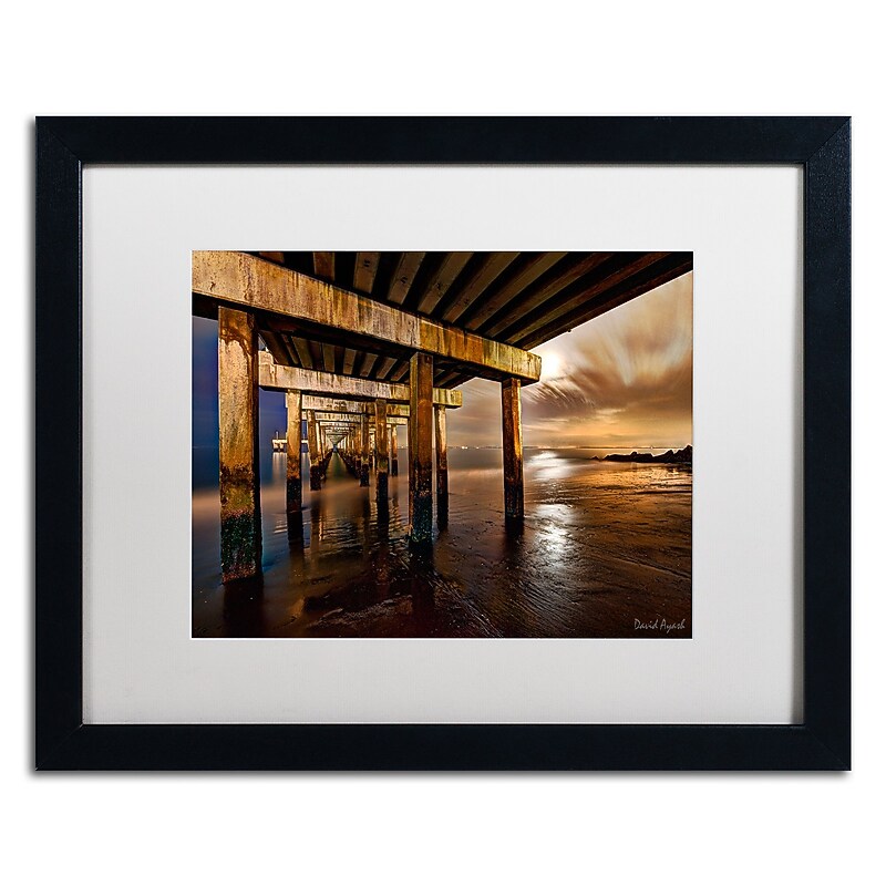 Trademark Fine Art ''Coney Island Pier by Moonlight'' by David Ayash 16" x 20" White Matted Black Frame (MA0631-B1620MF) image 1