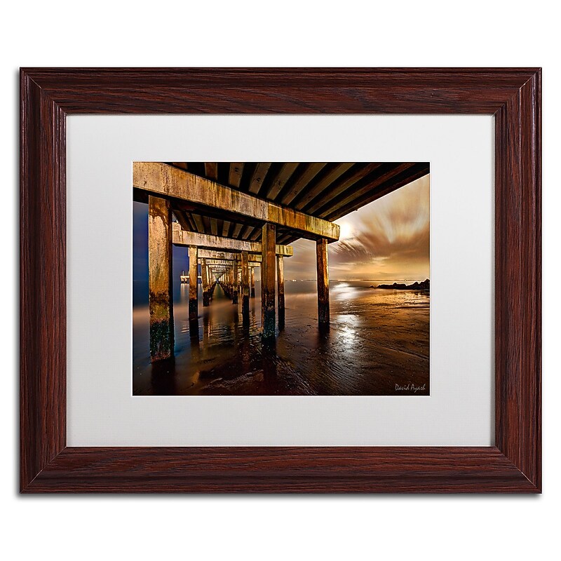 Trademark Fine Art ''Coney Island Pier by Moonlight'' by David Ayash 11" x 14" White Matted Wood Frame (MA0631-W1114MF) image 1