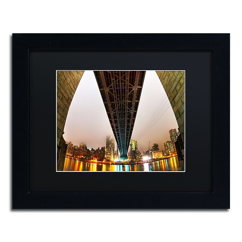 Trademark Fine Art ''Under the Qeensboro Bridge'' by David Ayash 11" x 14" Black Matted Black Frame (MA0633-B1114BMF) image 1
