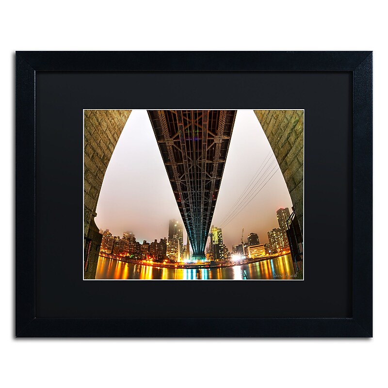 Trademark Fine Art ''Under the Qeensboro Bridge'' by David Ayash 16" x 20" Black Matted Black Frame (MA0633-B1620BMF) image 1