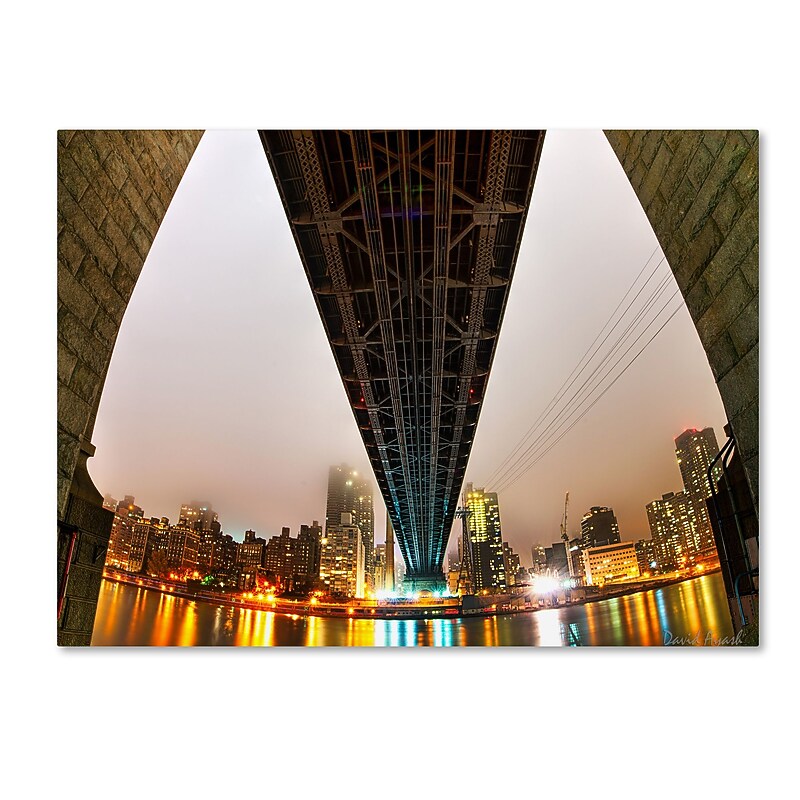 Trademark Fine Art ''Under the Qeensboro Bridge'' by David Ayash 24" x 32" Canvas Art (MA0633-C2432GG) image 1