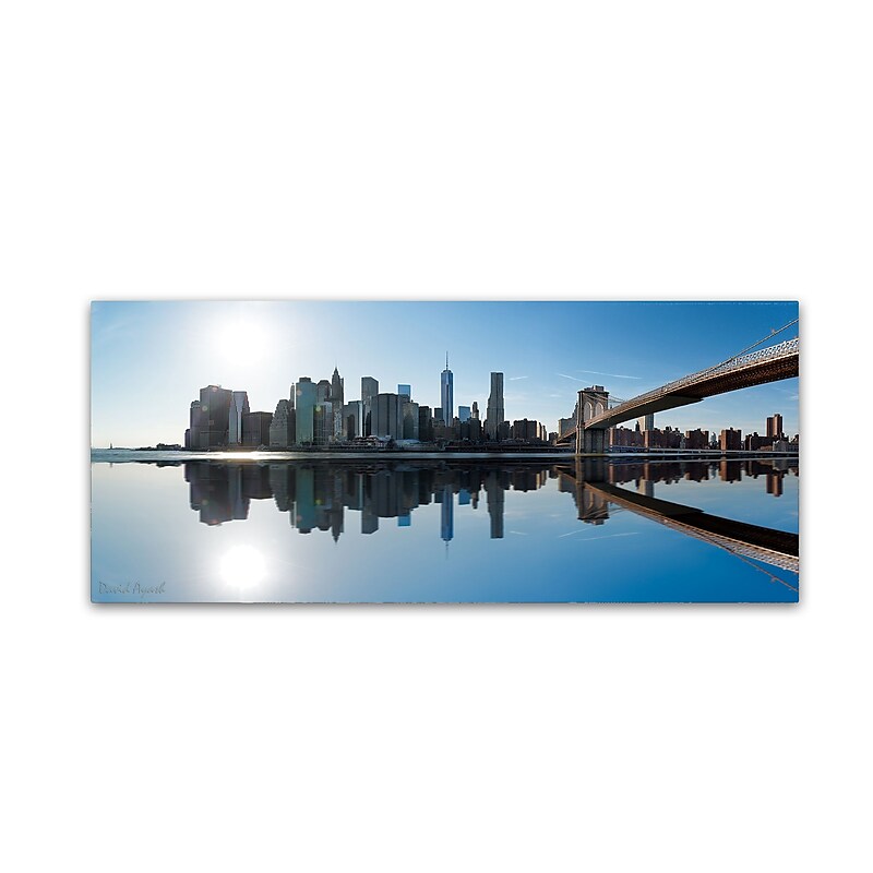 Trademark Fine Art ''Downtown and Brooklyn Bridge'' by David Ayash 20" x 47" Canvas Art (MA0635-C2047GG) image 1