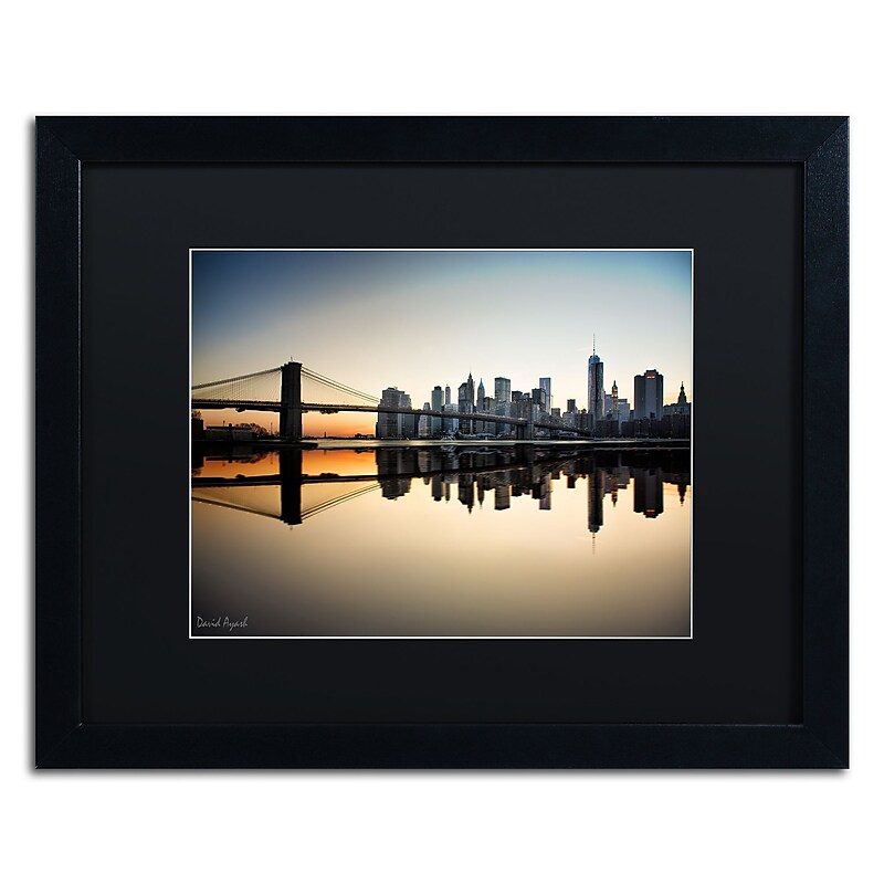 Trademark Fine Art ''Downtown NY'' by David Ayash 16" x 20" Black Matted Black Frame (MA0636-B1620BMF) image 1