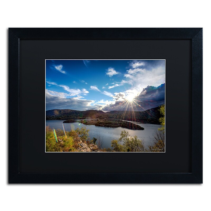 Trademark Fine Art ''Sunset Over the Hudson'' by David Ayash 16" x 20" Black Matted Black Frame (MA0642-B1620BMF) image 1