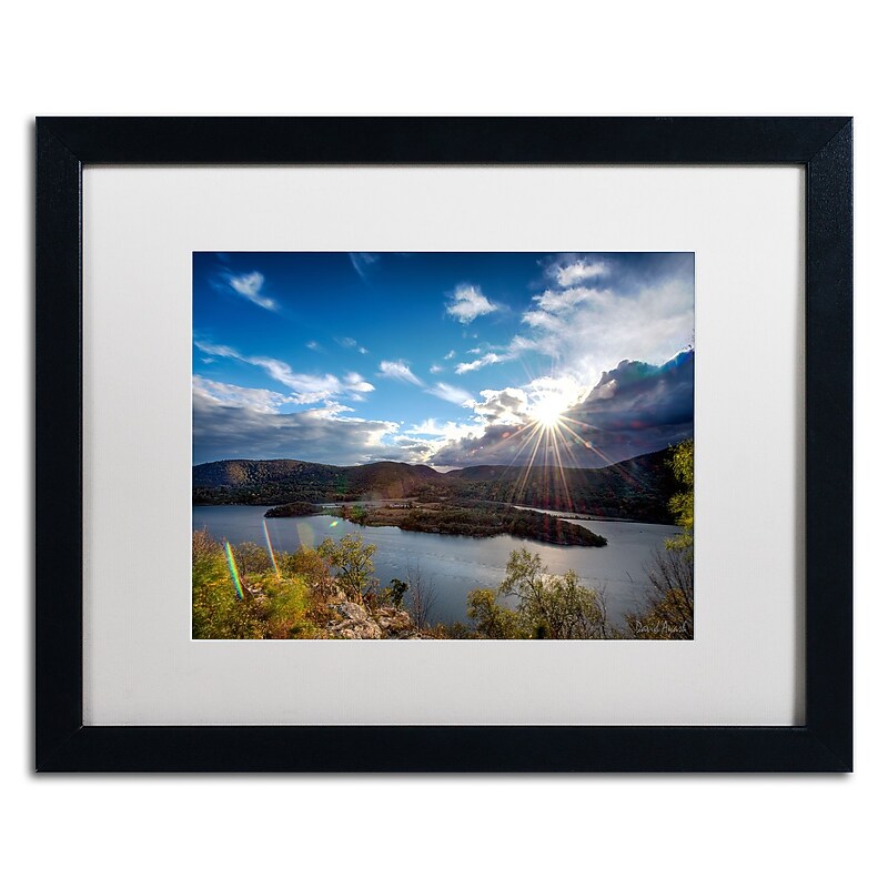 Trademark Fine Art ''Sunset Over the Hudson'' by David Ayash 16" x 20" White Matted Black Frame (MA0642-B1620MF) image 1