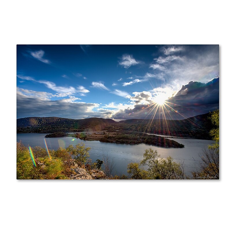 Trademark Fine Art ''Sunset Over the Hudson'' by David Ayash 22" x 32" Canvas Art (MA0642-C2232GG) image 1