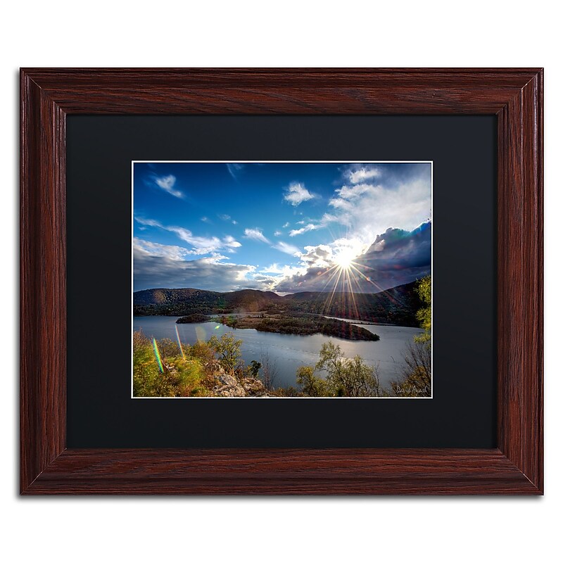 Trademark Fine Art ''Sunset Over the Hudson'' by David Ayash 11" x 14" Black Matted Wood Frame (MA0642-W1114BMF) image 1