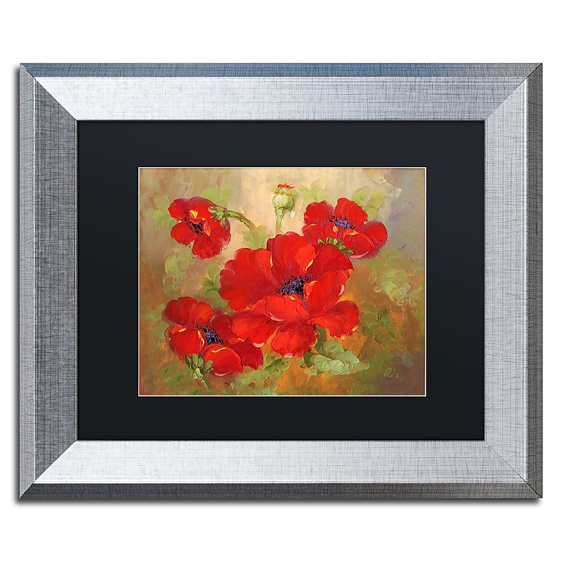 Trademark Fine Art ''Poppies'' by Rio 11" x 14" Black Matted Silver Frame (MA077-S1114BMF) image 1