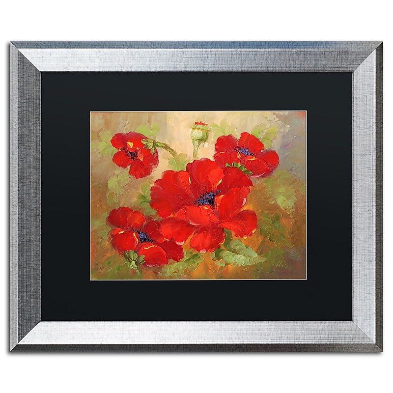Trademark Fine Art ''Poppies'' by Rio 16" x 20" Black Matted Silver Frame (MA077-S1620BMF) image 1