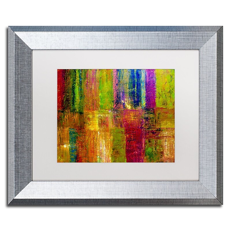 Trademark Fine Art ''Color Abstract'' by Michelle Calkins 11" x 14" White Matted Silver Frame (MC017-S1114MF) image 1
