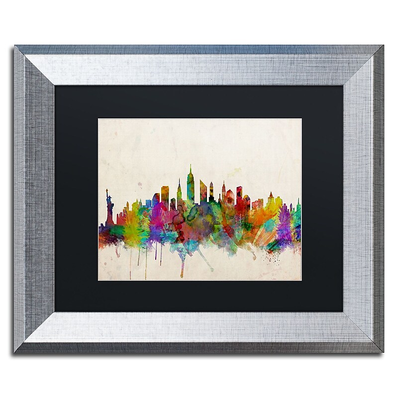 Trademark Fine Art ''New York Skyline'' by Michael Tompsett 11" x 14" Black Matted Silver Frame (MT0187-S1114BMF) image 1