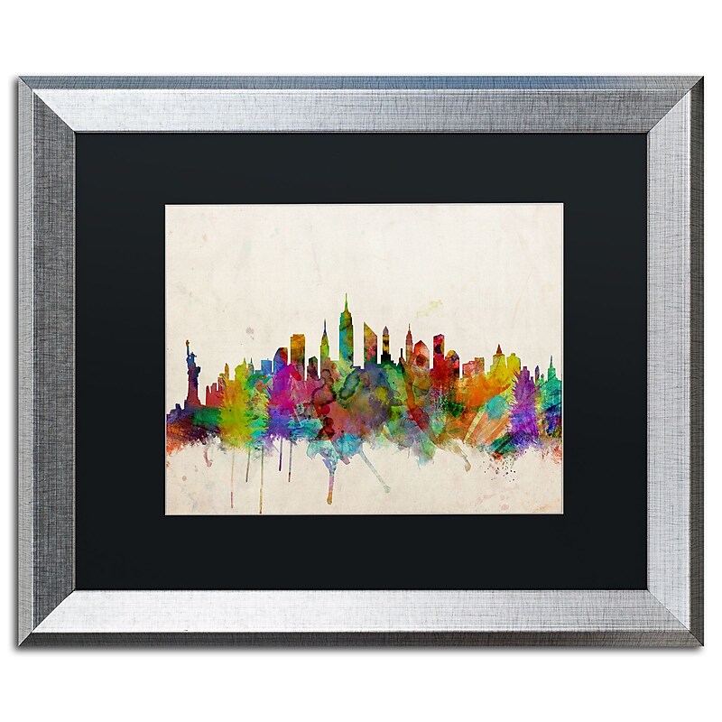 Trademark Fine Art ''New York Skyline'' by Michael Tompsett 16" x 20" Black Matted Silver Frame (MT0187-S1620BMF) image 1