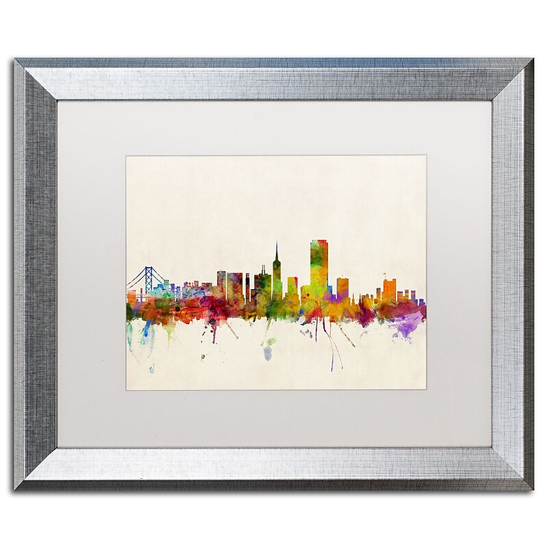 Trademark Fine Art ''San Francisco CA'' by Michael Tompsett 16" x 20" White Matted Silver Frame (MT0371-S1620MF) image 1