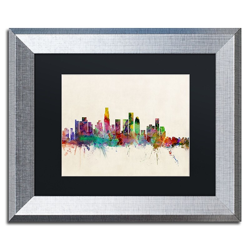 Trademark Fine Art ''Los Angeles CA'' by Michael Tompsett 11" x 14" Black Matted Silver Frame (MT0373-S1114BMF) image 1