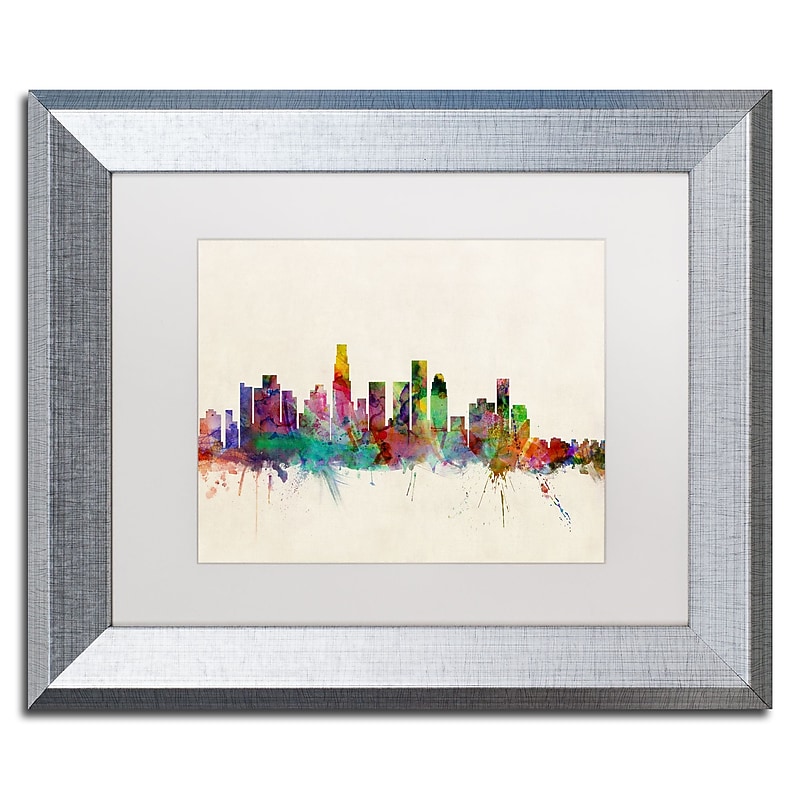 Trademark Fine Art ''Los Angeles CA'' by Michael Tompsett 11" x 14" White Matted Silver Frame (MT0373-S1114MF) image 1