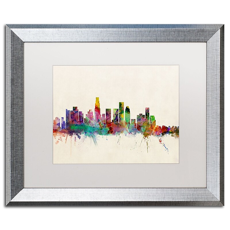 Trademark Fine Art ''Los Angeles CA'' by Michael Tompsett 16" x 20" White Matted Silver Frame (MT0373-S1620MF) image 1
