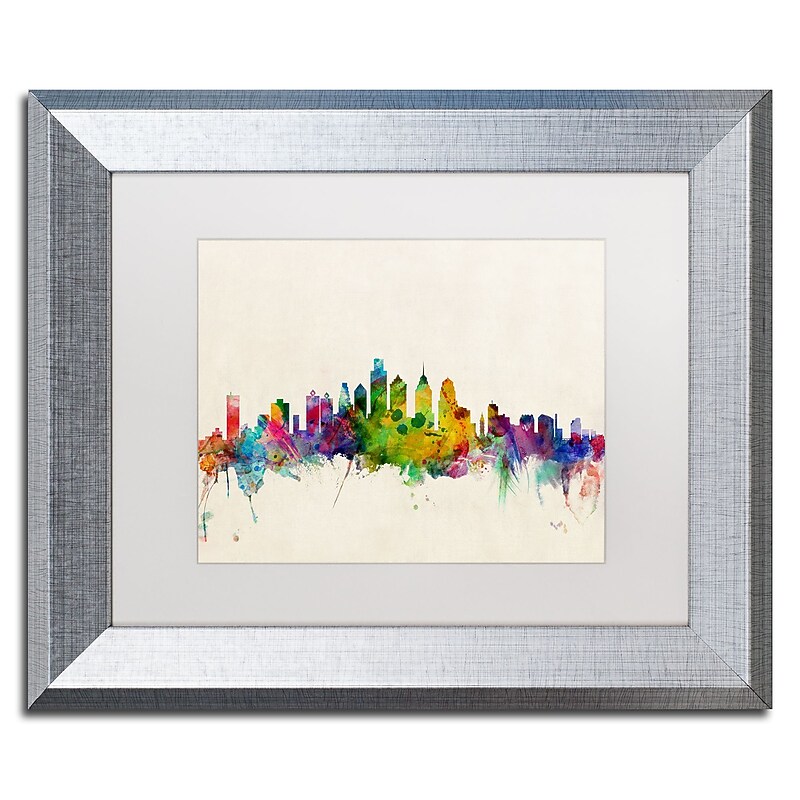 Trademark Fine Art ''Philadelphia PA'' by Michael Tompsett 11" x 14" White Matted Silver Frame (MT0379-S1114MF) image 1
