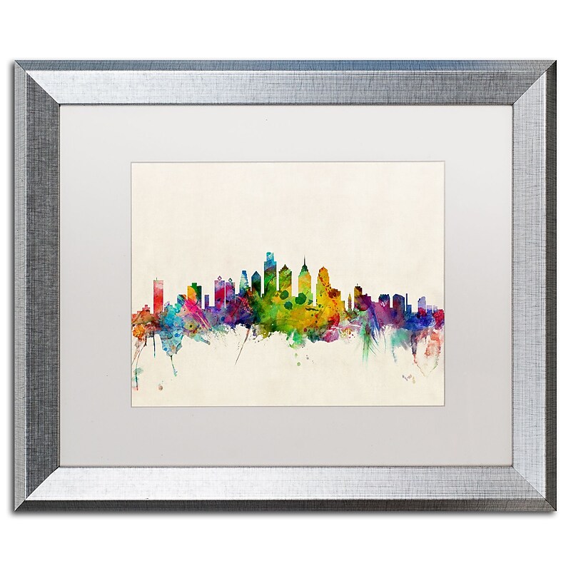 Trademark Fine Art ''Philadelphia PA'' by Michael Tompsett 16" x 20" White Matted Silver Frame (MT0379-S1620MF) image 1