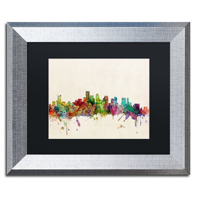 Trademark Fine Art ''Boston MA'' by Michael Tompsett 11" x 14" Black Matted Silver Frame (MT0382-S1114BMF) image 1