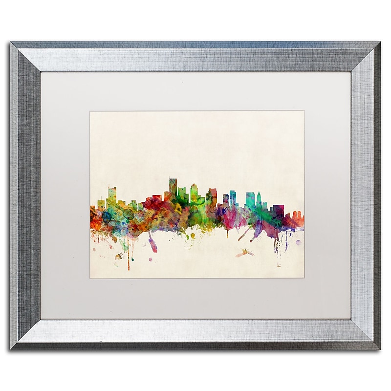 Trademark Fine Art ''Boston MA'' by Michael Tompsett 16" x 20" White Matted Silver Frame (MT0382-S1620MF) image 1