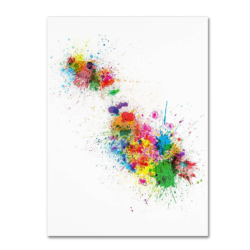 Trademark Fine Art ''Malta Map Paint Splashes'' by Michael Tompsett 35" x 47" Canvas Art (MT0508-C3547GG) image 1