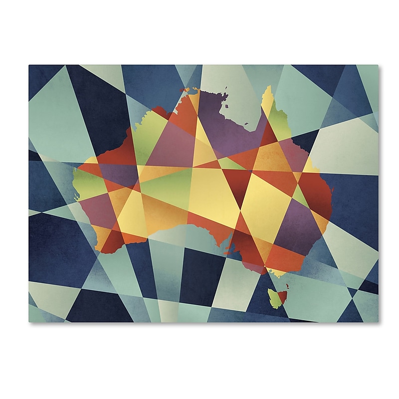 Trademark Fine Art ''Australia Geometric Retro Map'' by Michael Tompsett 24" x 32" Canvas Art (MT0517-C2432GG) image 1