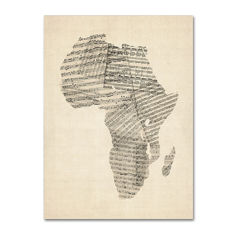 Trademark Fine Art ''Old Sheet Music Map of Africa'' by Michael Tompsett 18" x 24" Canvas Art (MT0533-C1824GG) image 1