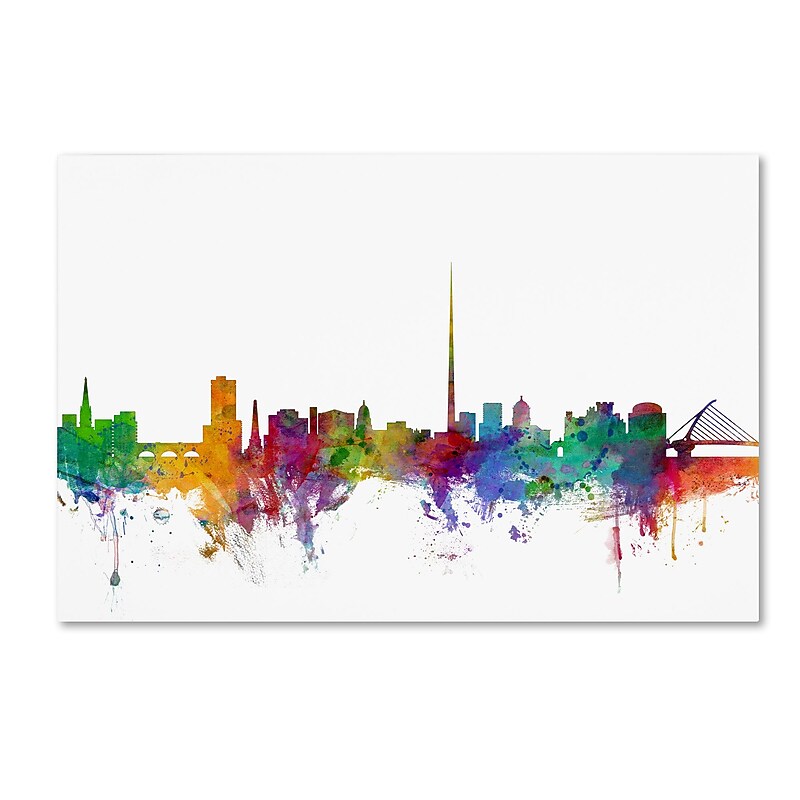 Trademark Fine Art ''Dublin Ireland Skyline'' by Michael Tompsett 12" x 19" Canvas Art (MT0540-C1219GG) image 1
