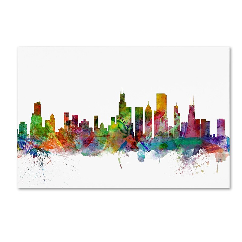 Trademark Fine Art ''Chicago Illinois Skyline'' by Michael Tompsett 30" x 47" Canvas Art (MT0545-C3047GG) image 1