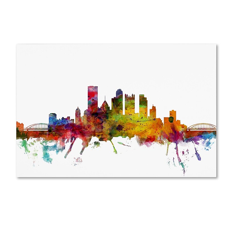 Trademark Fine Art ''Pittsburgh Pennsylvania Skyline'' by Michael Tompsett 12" x 19" Canvas Art (MT0548-C1219GG) image 1