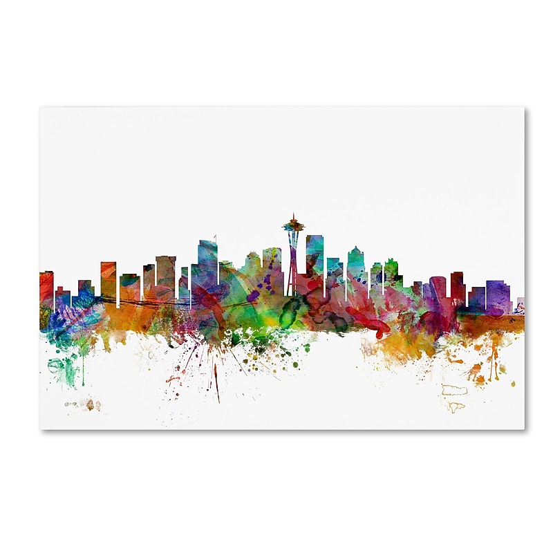 Trademark Fine Art ''Seattle Washington Skyline'' by Michael Tompsett 22" x 32" Canvas Art (MT0549-C2232GG) image 1