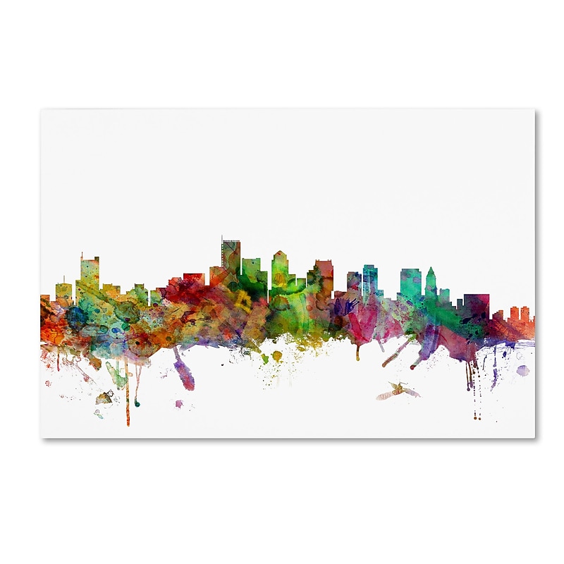 Trademark Fine Art ''Boston Massachusetts Skyline'' by Michael Tompsett 12" x 19" Canvas Art (MT0551-C1219GG) image 1