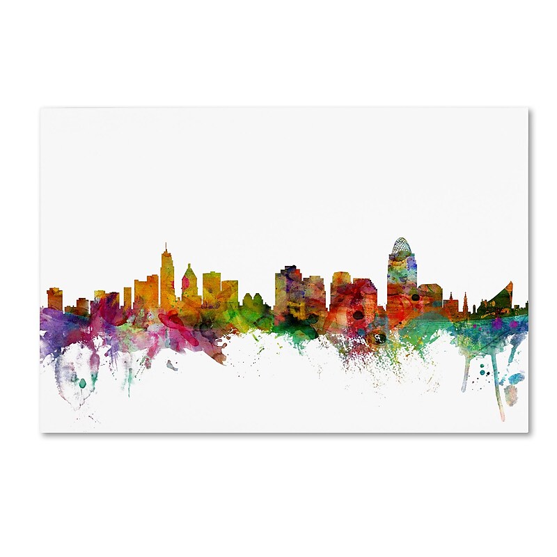 Trademark Fine Art ''Cincinnati Ohio Skyline'' by Michael Tompsett 16" x 24" Canvas Art (MT0552-C1624GG) image 1