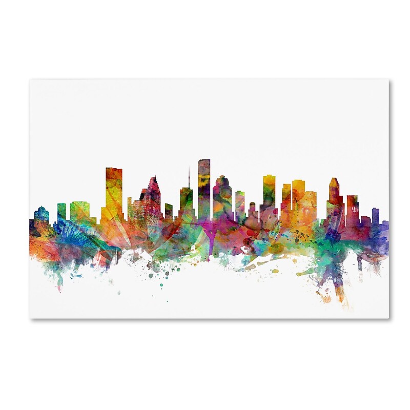 Trademark Fine Art ''Houston Texas Skyline'' by Michael Tompsett 16" x 24" Canvas Art (MT0554-C1624GG) image 1