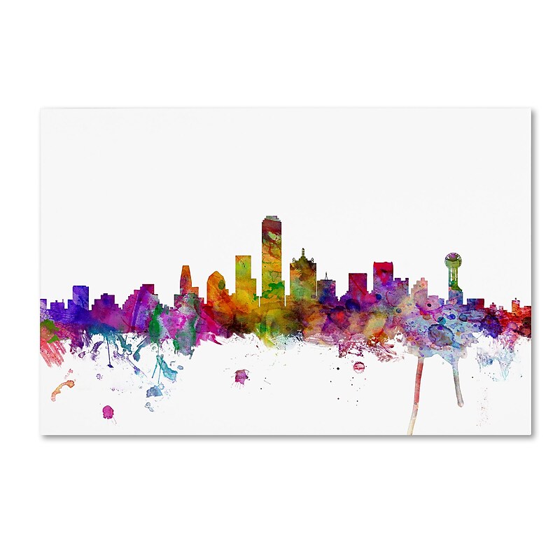 Trademark Fine Art ''Dallas Texas Skyline'' by Michael Tompsett 16" x 24" Canvas Art (MT0555-C1624GG) image 1