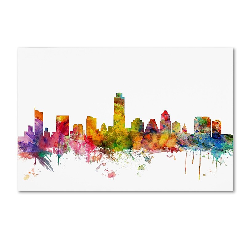 Trademark Fine Art ''Austin Texas Skyline'' by Michael Tompsett 30" x 47" Canvas Art (MT0556-C3047GG) image 1