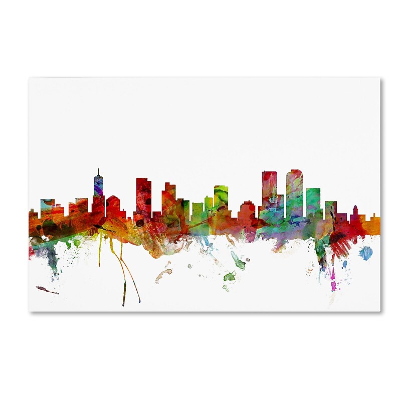 Trademark Fine Art ''Denver Colorado Skyline'' by Michael Tompsett 12" x 19" Canvas Art (MT0558-C1219GG) image 1