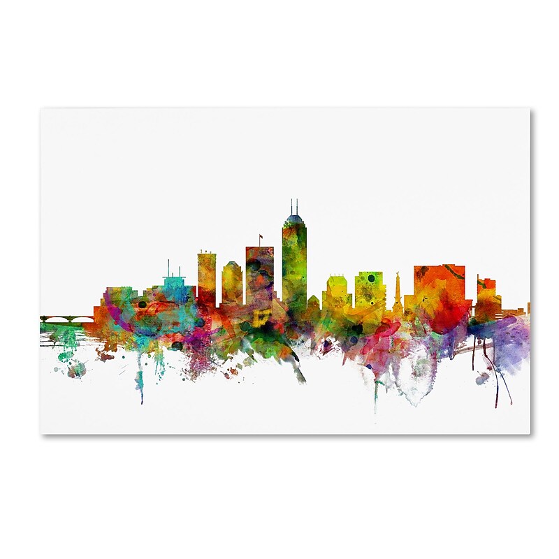 Trademark Fine Art ''Indianapolis Indiana Skyline'' by Michael Tompsett 22" x 32" Canvas Art (MT0560-C2232GG) image 1