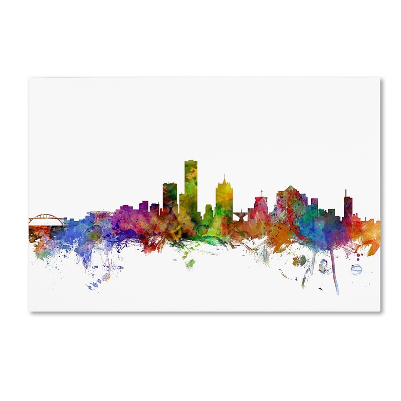 Trademark Fine Art ''Milwaukee Wisconsin Skyline'' by Michael Tompsett 30" x 47" Canvas Art (MT0562-C3047GG) image 1