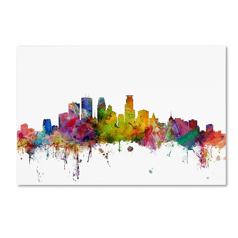 Trademark Fine Art ''Minneapolis Minnesota Skyline'' by Michael Tompsett 16" x 24" Canvas Art (MT0563-C1624GG) image 1