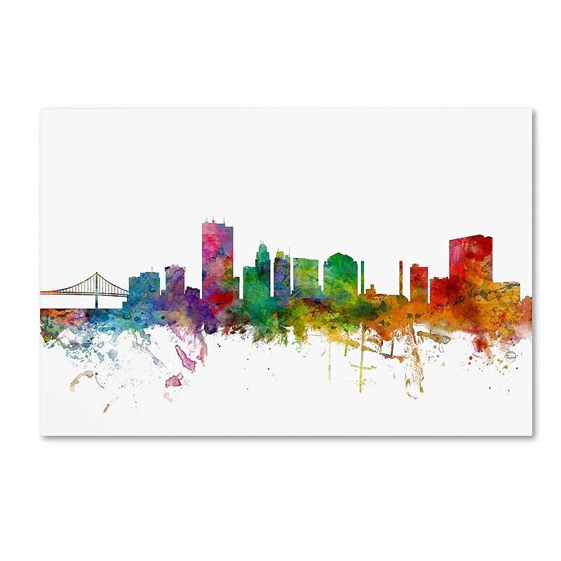 Trademark Fine Art ''Toledo Ohio Skyline'' by Michael Tompsett 12" x 19" Canvas Art (MT0564-C1219GG) image 1