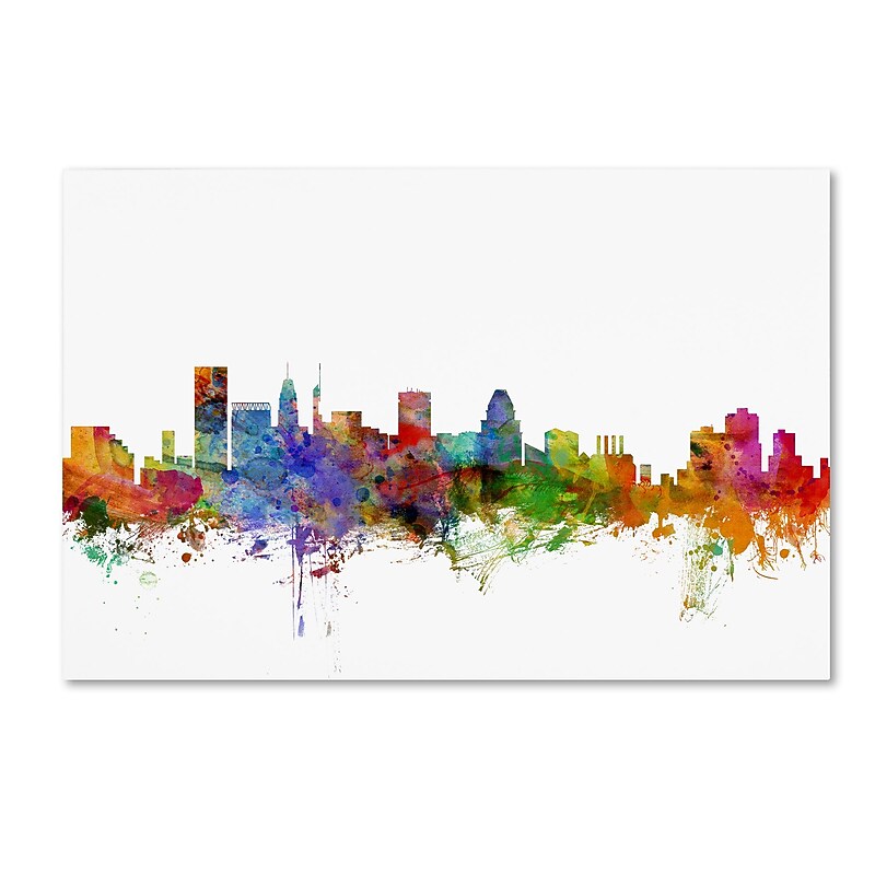 Trademark Fine Art ''Baltimore Maryland Skyline'' by Michael Tompsett 30" x 47" Canvas Art (MT0565-C3047GG) image 1