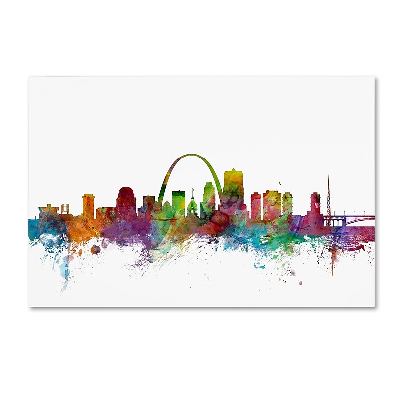 Trademark Fine Art ''St. Louis Missouri Skyline'' by Michael Tompsett 16" x 24" Canvas Art (MT0568-C1624GG) image 1