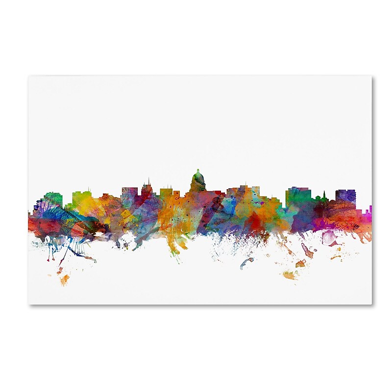 Trademark Fine Art ''Madison Wisconsin Skyline'' by Michael Tompsett 12" x 19" Canvas Art (MT0577-C1219GG) image 1